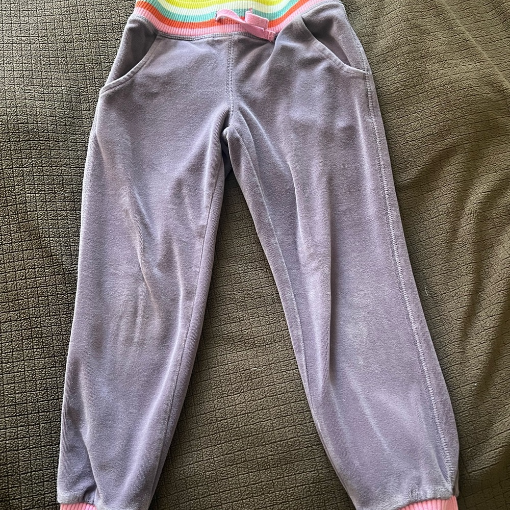 Mini Boden Purple velour Jogger Sweatpants